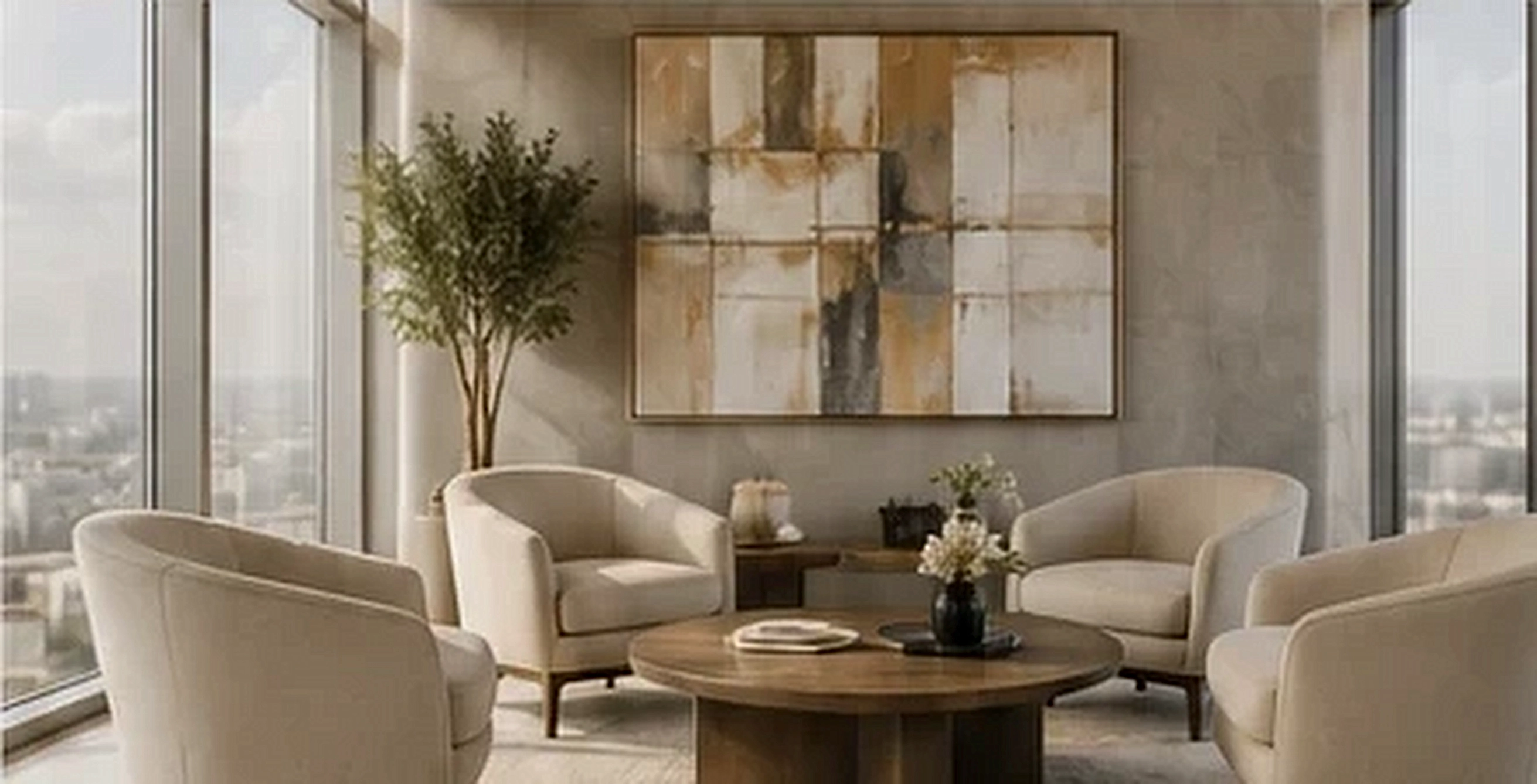 Elegant business lounge suitable for strategic partnership discussions