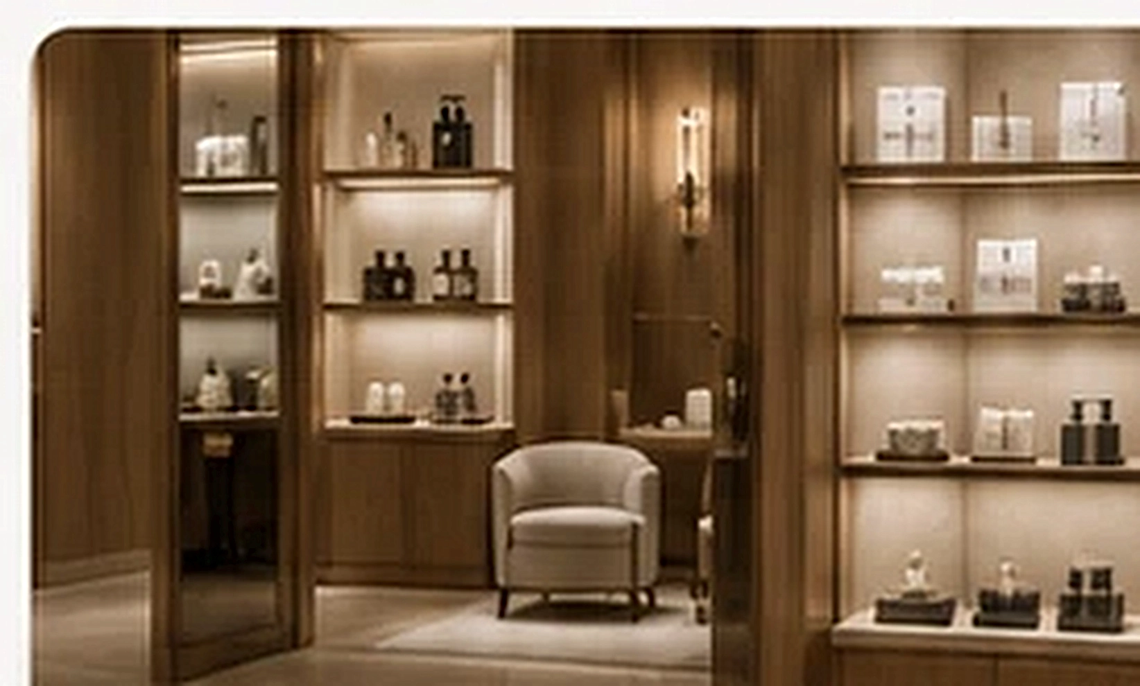 Refined premium retail display with illuminated shelving
